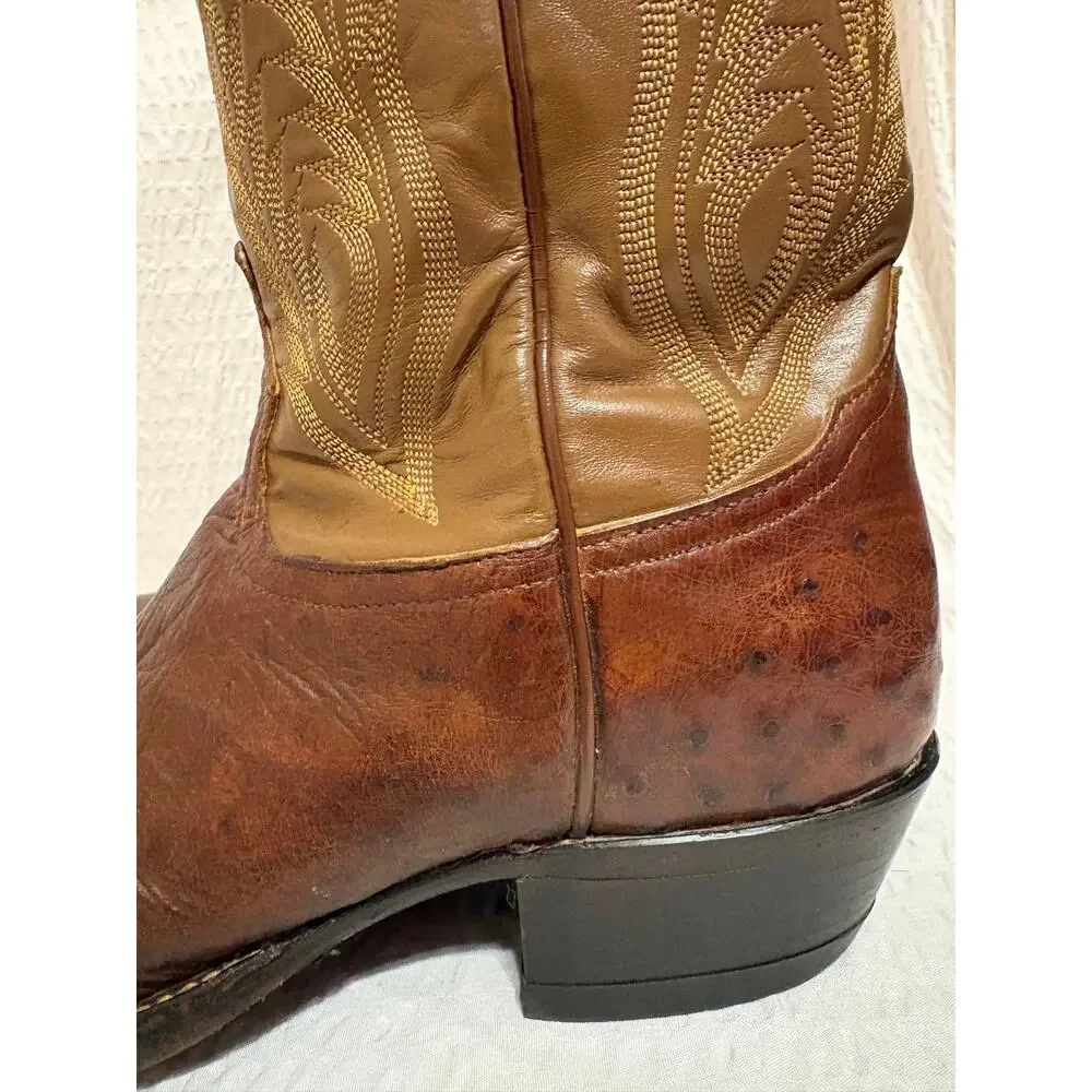 Vintage 80’s Tony Lama Ostrich Leather Western Cowboy Boots Men’s 10EE USA